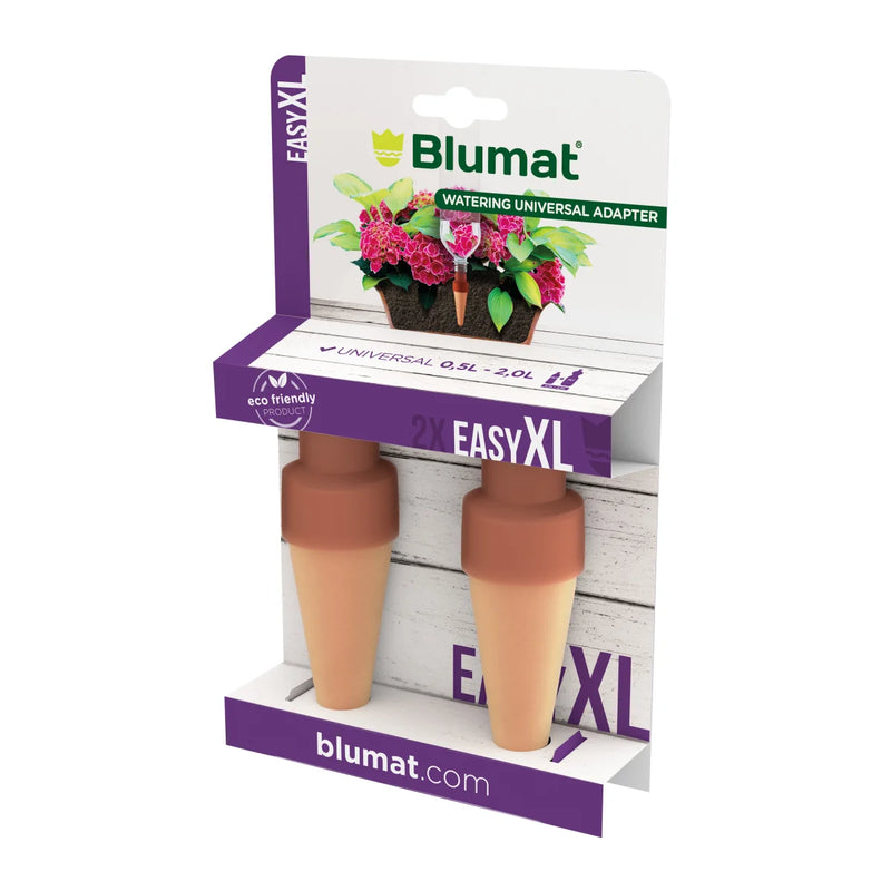 Blumat Easy XL bottle adapters for all indoor, balcony & patio pots – XL size, double pack